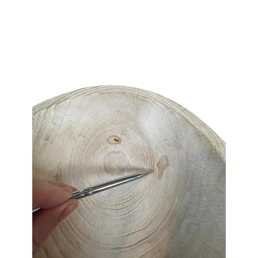Hand Carved‎ Wooden Tripod Bowl Whitewashed Footed Primitive Style Decor